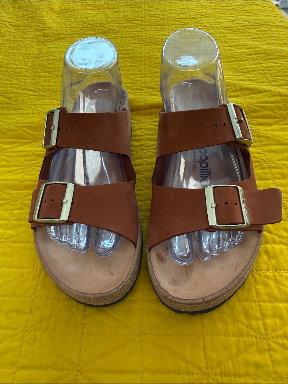 Papillio Brown Leather Cork-Platform Slide